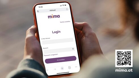 Log-In Oberfläche der mima-App
